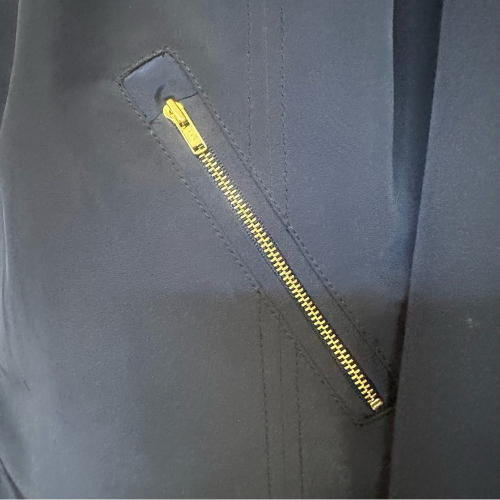 CROWN & IVY ladies navy front zip jacket w/ side zip pockets & gold buttons - Picture 7 of 10